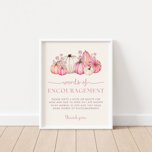 Pumpkin Baby Shower Words of Encouragement Sign ポスター