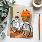 Pumpkin Basket Bicycle Fall Watercolor シーズンポストカード