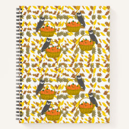 Pumpkin Basket Fall Leaves Spiral Notebook ノートブック