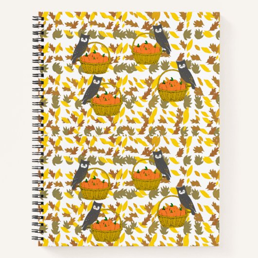 Pumpkin Basket Fall Leaves Spiral Notebook ノートブック (正面)