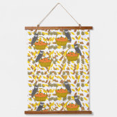 Pumpkin Basket Fall Leaves Wall Tapestry 吊り下げ型タペストリー (正面)