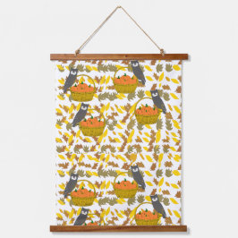 Pumpkin Basket Fall Leaves Wall Tapestry 吊り下げ型タペストリー