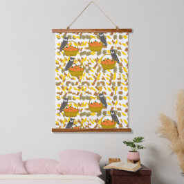 Pumpkin Basket Fall Leaves Wall Tapestry 吊り下げ型タペストリー