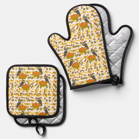 Pumpkin Basket Oven Mitt and Pot Holders 鍋つかみ&鍋敷きセット (正面/裏面)