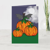 Pumpkin & Bat Halloween Greeting Card カード (正面)