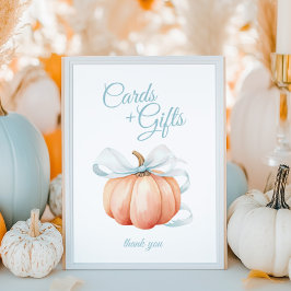 Pumpkin Blue Bow Cards & Gifts Table Sign Poster ポスター