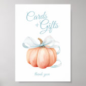 Pumpkin Blue Bow Cards & Gifts Table Sign Poster ポスター (正面)