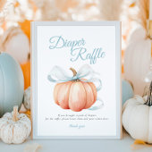 Pumpkin Blue Bow Diaper Raffle Table Sign Poster ポスター