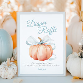 Pumpkin Blue Bow Diaper Raffle Table Sign Poster ポスター