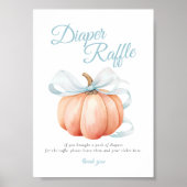 Pumpkin Blue Bow Diaper Raffle Table Sign Poster ポスター (正面)