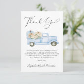 Pumpkin Blue Truck Baby Boy Shower Thank You Card サンキューカード (スタンド正面)