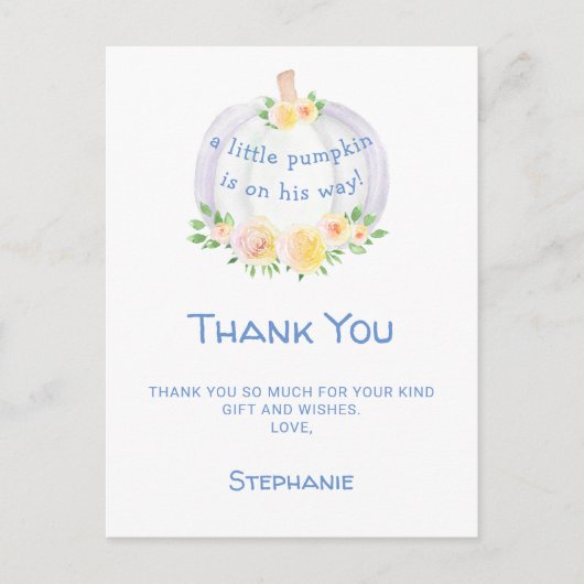 Pumpkin Bly's Baby Shower Thank You ポストカード (正面)