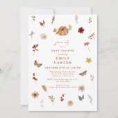 Pumpkin Boho Baby Shower Fall Wildflower 招待状 (正面)