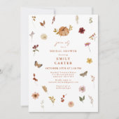 Pumpkin Boho Bridal Shower Fall Wildflower 招待状 (正面)