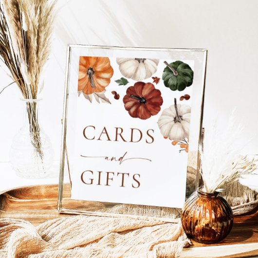 Pumpkin Boho Fall Cards and Gifts Sign ポスター