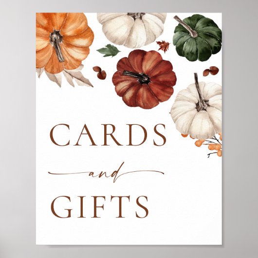 Pumpkin Boho Fall Cards and Gifts Sign ポスター (正面)