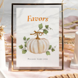 Pumpkin Bow Baby Shower Favors Table Sign ポスター