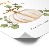 Pumpkin Bow Baby Shower Favors Table Sign ポスター (角)