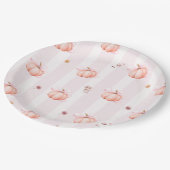 Pumpkin Bow Fall Autumn Floral Baby Shower ペーパープレート (アングル)