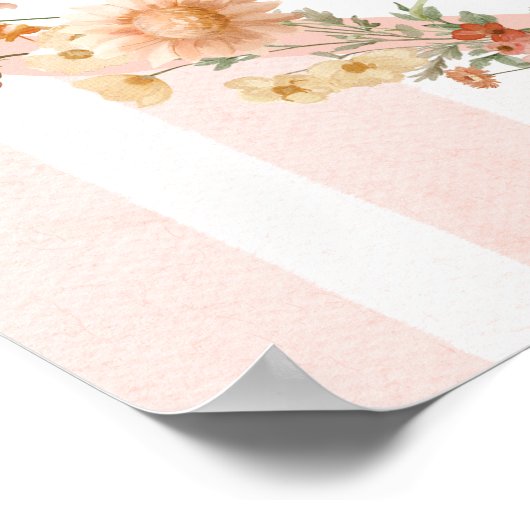 Pumpkin Bow Fall Floral Baby Shower Welcome ポスター (角)