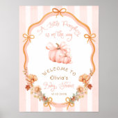 Pumpkin Bow Fall Floral Baby Shower Welcome ポスター (正面)