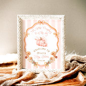 Pumpkin Bow Fall Floral Baby Shower Welcome ポスター
