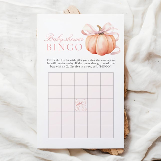 Pumpkin Bow Girl Baby Shower Gift Bingo Game (クリエイターアップロード済み)