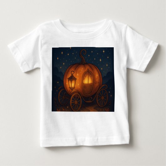 Pumpkin Carriage Dreams – Fairy Tale Halloween Kid ベビーTシャツ (正面)
