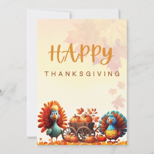 PUMPKIN CART AND FUNNY TURKEYS 招待状 (裏面)