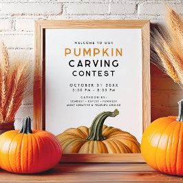 Pumpkin carving contest Halloween party  ポスター