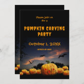 Pumpkin Carving Party Halloween Pumpkins Bats シーズンカード (正面/裏面)