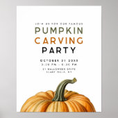 Pumpkin carving party sign for Halloween ポスター (正面)