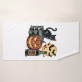 Pumpkin Cat Beer Halloween バスタオル (バスタオル)
