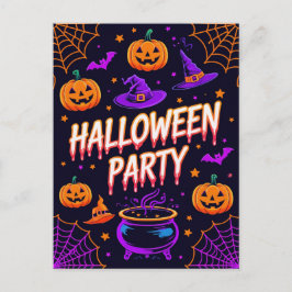 Pumpkin Cauldron Halloween Party Invite ポストカード