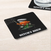 Pumpkin Chef Halloween Coasters – Spooky Cauldron  スクエアペーパーコースター (アングル)