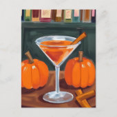Pumpkin Cinnamon Martini Fall Watercolor ポストカード (正面)