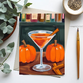 Pumpkin Cinnamon Martini Fall Watercolor ポストカード