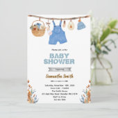 Pumpkin clothesline boy baby shower invitation  招待状 (スタンド正面)
