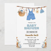 Pumpkin clothesline boy baby shower invitation  招待状 (正面/裏面)