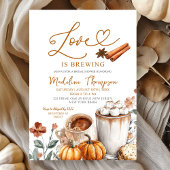 Pumpkin Coffee Theme Love is Brewing Bridal Shower 招待状