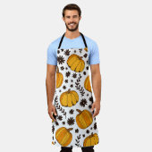 Pumpkin color seamless pattern, hand drawn squash エプロン (着用した状態)