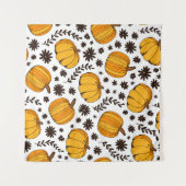 Pumpkin color seamless pattern, hand drawn squash タペストリー (正面(横))