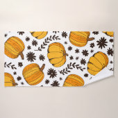 Pumpkin color seamless pattern, hand drawn squash バスタオル (バスタオル)