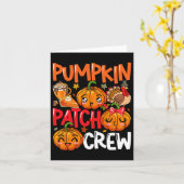 Pumpkin Cute Patch Crew Thanksgiving Fall Turkey P カード (黄色い花)