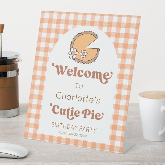 Pumpkin Cutie Pie Birthday Welcome Sign 台座サイン (インサイチュ)