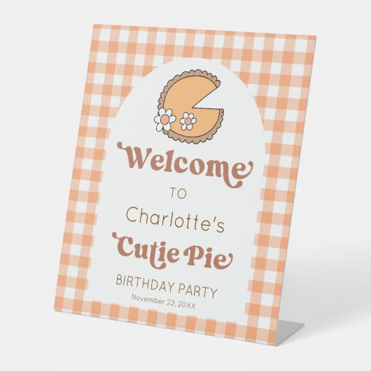 Pumpkin Cutie Pie Birthday Welcome Sign 台座サイン (正面)