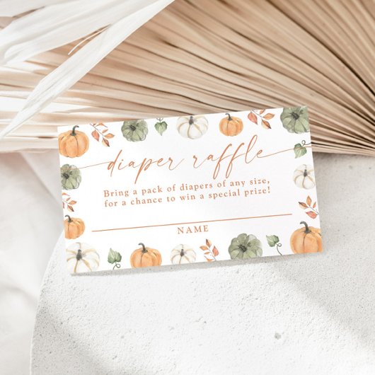 Pumpkin Diaper Raffle Card, Boho Fall Baby Shower エンクロージャーカード