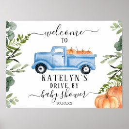 Pumpkin Drive By Baby Shower Welcome Sign ポスター