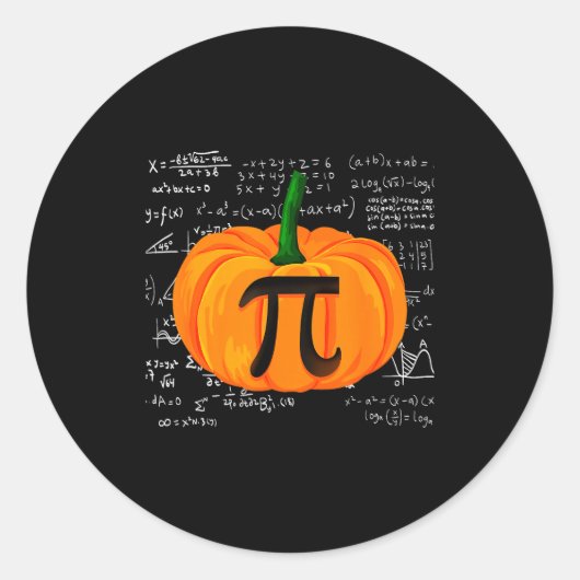 Pumpkin E Math Funny Halloween Thanksgiving Day ラウンドシール (正面)