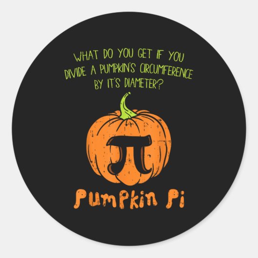 Pumpkin E Math Shirt Funny Halloween Thanksgiving ラウンドシール (正面)
